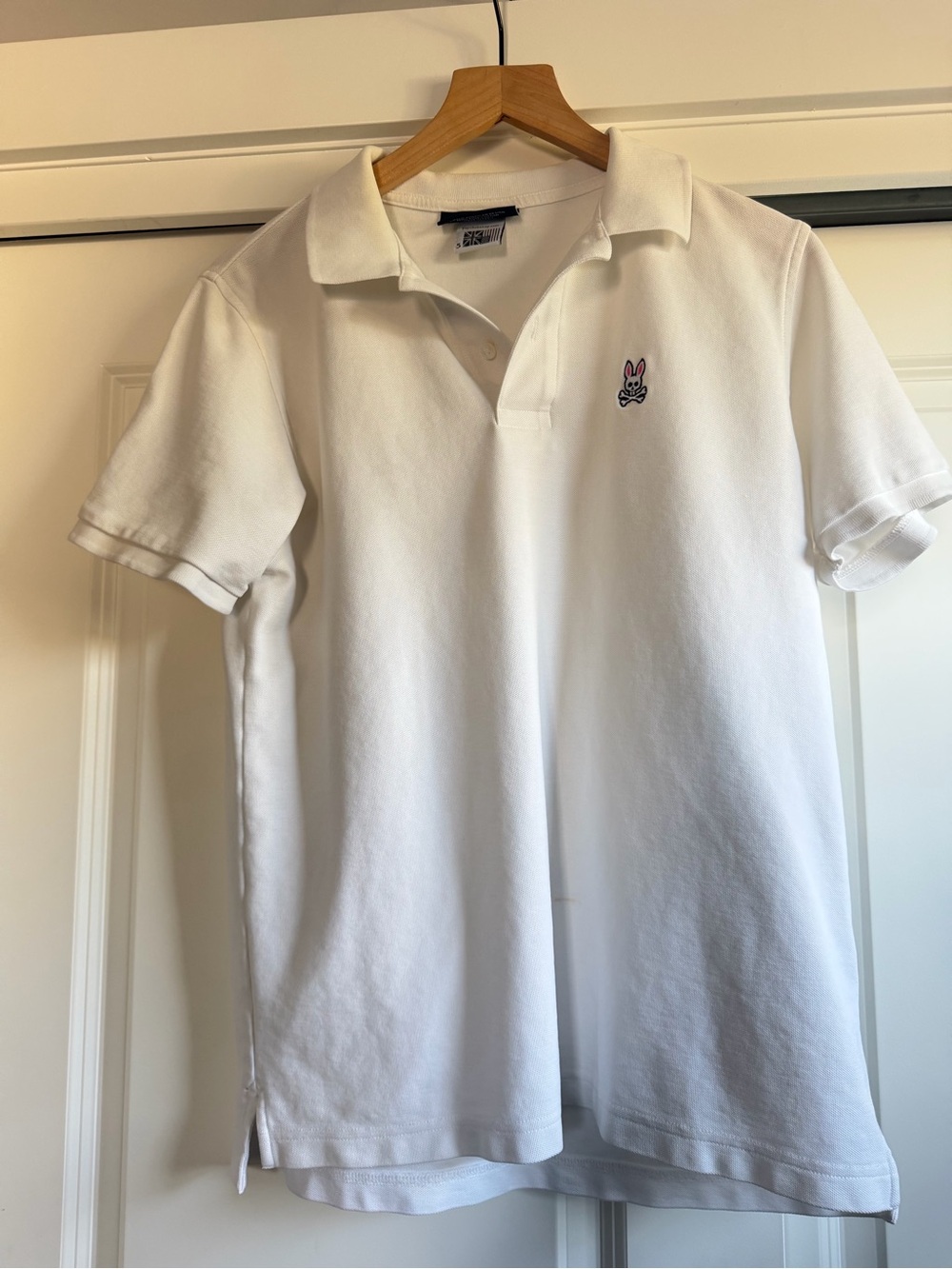 Psycho Bunny White Polo Shirt with Bunny Logo Size Medium